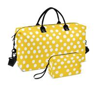 Moderno Bianco Rotondi Dots Giallo Decorativo Carry On Weekend Bag Sport Tote Gym Bag con Toiletry Bag per Yoga Multifunzionale bolsas de para Mujer en Avion
