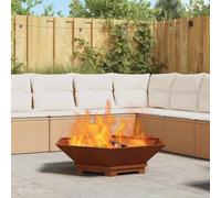 Moderno braciere a legna in acciaio laminato a freddo, 100 x 100 x 28 cm, marrone, per giardino e terrazza, robusto, portatile e antiruggine, ideale per cucinare all'aperto