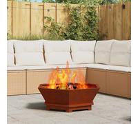 Moderno braciere a legna in acciaio laminato a freddo, 75 x 75 x 28 cm, marrone, robusto braciere per feste in giardino e cucina all'aperto, facile da trasportare e resistente alla ruggine