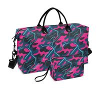 Moderno Camouflage Magenta Luce Nera Dei Bagagli Decorativi Borsa Da Viaggio Borsa Da Palestra con Cinghia Regolabile per Viaggi di Lavoro Multifunzionale Bolsas Grandes para Mujer