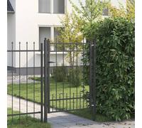Moderno cancello da giardino HORST in acciaio nero, richiudibile con serratura e maniglia. Robusto metallo con superficie verniciata a polvere per un uso duraturo all'aperto.