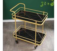Moderno carrello da bar a 2 livelli con ruote di bloccaggio, elegante carrello da cucina con ripiani per bevande alcoliche, versatile
