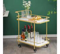 Moderno carrello da bar a 2 ripiani con ruote bloccabili, elegante carrello da cucina per conservare bevande e alcolici, ripiani versatili per intrattenere