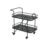 Moderno carrello da bar nero, carrello da cucina a 2 livelli, carrello mobile per vino per cene e feste, versatile scaffale con ruote, grande ripiano per bevande e snack