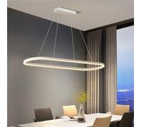 Moderno Circolare LED Dimmerabile Lampadario Lineare Ovale in Acrilico Nero Lampada a Sospensione Illuminazione per Sala da Pranzo Cucina Isola Plafoniera Ingresso Contemporaneo(A,100 * 30cm)
