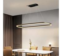 Moderno Circolare LED Dimmerabile Lampadario Lineare Ovale in Acrilico Nero Lampada a Sospensione Illuminazione per Sala da Pranzo Cucina Isola Plafoniera Ingresso Contemporaneo(B,120 * 30cm)