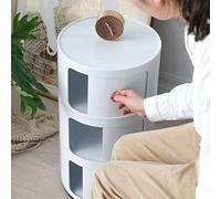 Moderno comodino rotondo, 2/3/4 ripiani, in plastica, con cassetti e porta scorrevole, comodino nordico per camera da letto, cassettiera compatta (D, 30 x 40 cm)