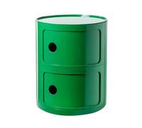 Moderno comodino rotondo verde con cassetti, elegante tavolo d'accento e piccolo armadietto, perfetto per soggiorno, camera da letto, bagno, ufficio, design con ante scorrevoli