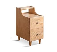 Moderno comodino sottile con due cassetti, bordi alti per risparmiare spazio, perfetto per camera da letto e soggiorno