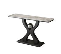 Moderno Consolle Ingresso in Pietra Sinterizzata e Struttura in Acciaio | Piano in Pietra Sinterizzata, Struttura in Acciaio al Carbonio, Design Moderno, Antigraffio(Black-c,120cm/47.2in)