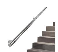 Moderno corrimano per scale in acciaio inox, da 0,3 m a 6,1 m, ringhiera in metallo regolabile con balaustre a tubo rotondo, per interni ed esterni, gradini e ringhiere per scale (270 cm)