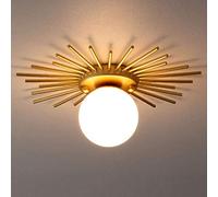 Moderno Creativo Plafoniera Metallo Lampada da Soffitto Forma del Sole Illuminazione a Soffitto Tondo Bicchiere Palla Paralume Illuminazione Interna Presa G9 Per Cucina Ristorante Bar Caffetteria