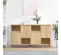 Moderno Credenza Set di 2 eleganti buffet & consolle armadio versatile per soggiorno, cucina, ufficio, bagno, balcone, design in compensato di quercia Sonoma