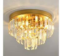 Moderno Crystal Plafoniera Lampadario Crystal Rotondo Clear Crystal Lampada Da Soffitto Camera Da Letto Regolabile Base G9×4 Per Corridoio Balcone Cucina Soggiorno Ø30cm,D'oro