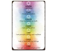 Moderno Decorazioni Murali 7 Chakra Affirmations Metal Segnali di regola Segni di regola per Pub,Decorazione per compleanni,Corridoio,Genitori S