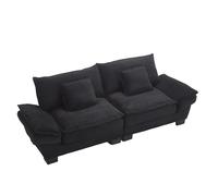 Moderno divano a 2 posti con seduta ultra profonda, braccioli ergonomici, fodera in velluto imbottito, materiale traspirante, struttura in legno massiccio, imbottitura in gommapiuma, per soggiorno