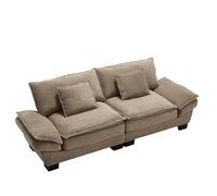 Moderno divano a 2 posti con seduta ultra profonda, braccioli ergonomici, fodera in velluto imbottito, materiale traspirante, struttura in legno massiccio, imbottitura in gommapiuma, per soggiorno