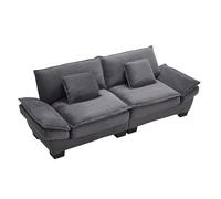 Moderno divano a 2 posti con seduta ultra profonda, braccioli ergonomici, fodera in velluto imbottito, materiale traspirante, struttura in legno massiccio, imbottitura in gommapiuma, per soggiorno