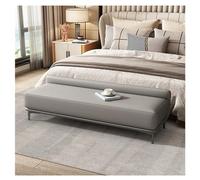 Moderno divano imbottito in pelle per camera da letto letto letto ottomano con gambe in metallo divano ingresso e poggiapiedi sgabello grigio 120 x 40 x 49 cm