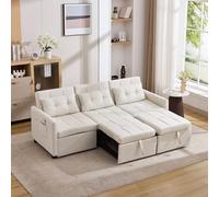 Moderno divano letto a 3 posti con funzione di sonno, adatto per soggiorno e camera da letto, schienale regolabile fino a 180°, divano ad angolo e divano a forma di L, divano pieghevole con tasche