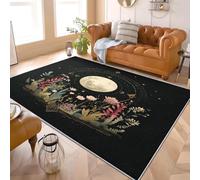 Moderno e Morbido per Soggiorno a Pelo Corto Tappeto Mistero Astrologia Luna Facile Pulire camera da letto Antiscivolo Tappeti 80x150 cm Nero Arredamento casa Grande Lavabile Tappeti