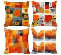 Moderno e semplice Federe Cuscini Divano 70 x 70 Cuscini per Divano Set di 4 Nordico Outdoor Cushions Waterproof Lino Decorative Pillows per Soggiorno Primavera Estate Esterno Giardino Panca d5-3