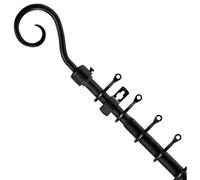 Moderno Estendibile 13-16 MM Tenda Asta Set Nero/Argento Metallo Arredo Casa