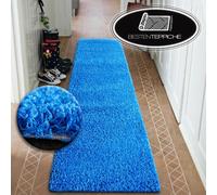 Moderno Hall Runner Soffice Shaggy Tappeto 5cm Blu Larghezza 50 - 200 CM Lungo