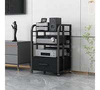 Moderno HiFi o Rack con Ruote - Giradischi a 4 strati nd, Nero AV Fur per o & Video Conents, Slish Entertainment Center, Perfetto per Home Theater