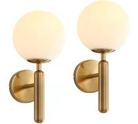 Moderno in Ottone, Set di 2 Applique da Parete, da da Parete in Metallo a Fili per Interni a Batteria con Telecomando a LED, Moderna da da Parete in Vetro den Globe per co