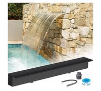 Moderno kit per fontana a cascata in acciaio inox, design integrato, per piscine e laghetti da giardino, un pezzo unico con uscita di troppopieno e soluzione per cascata