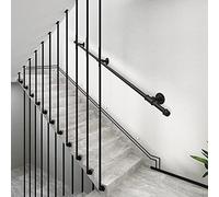 Moderno kit per ringhiera per scale interno/esterno in metallo nero ferro il per la sicurezza di villa e loft 150 cm sistema di binari ringhiera a parete