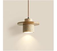 Moderno Lampada a Sospensione in Pietra di Travertino con Cilindro in Legno con Accenti Luce A Sospensione Regolabile per Cucina Sala da Pranzo E Arredamento Contemporaneo per La Casa (Giallo)