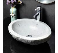 Moderno lavabo ovale in marmo, sopra il bancone del bagno, durevole per uso interno ed esterno