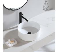 Moderno lavabo rotondo da bagno, sopra il bancone, in ceramica, per piccoli vanità, elegante lavabo consolle per guardaroba, bianco, 35 x 35 x 12 cm