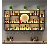 Moderno LED Metallo Wine Rack Wall Mounted Wine Storage con ripiani galleggianti per bottiglie di liquore Elegante bancone bar nizer per cucina e decorazione domestica