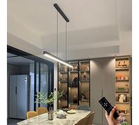 Moderno LED pendente Tavolo da pranzo Dimmerabile acrilico Lampada a sospensione da sala da pranzo Design lineare Lampadario a sospensione con telecomando per ristoranti Ufficio L100cm 40W nero
