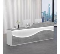 Moderno LED Reception Desk Elegante 1m Front Office Contatore per Supermercati & Negozi di Abbigliamento Bianco & Grigio Grano Design Contemporaneo Mobili da Ricezione