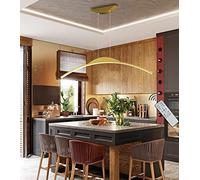Moderno LED sala da pranzo luci a sospensione arco dimmerabile Oro lampada a sospensione ufficio soffitto lampadario tavolo da pranzo lampada altezza regolabile soggiorno camera da letto L120cm/56W