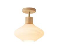 Moderno Legno Semi-Flush Monte Soffitto Luce, Piccolo Ribbed Vetro Latte Soffitto Lampada, Stile Minimalista Nordico Vicino Alla Lampada a Soffitto per Entryway Hallway Camera da Letto Scala Aisle Po
