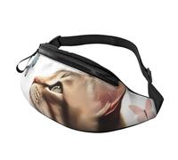 Moderno Marsupi Cute Kitty Cat With Butterfly Marsupi Portasoldi Con Foro Per Auricolari Borsa Da Cintura Per Trekking Camminata Passeggiate 14X35Cm