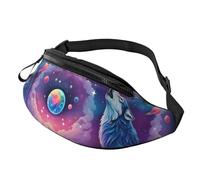 Moderno Marsupi Uomo Galaxy Moon Wolf Marsupi Portasoldi Resistente Borsello Da Cintura Per Uomo Camminata Escursionismo 14X35Cm