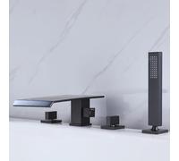 Moderno miscelatore da doccia a due fori da bagno a 4 fori set di colpi di colpa per vasca da bagno nero con doccia mixer da bagno elegante per esperienza spa di lusso LWX