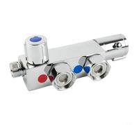 Moderno miscelatore termostatico verticale per doccia con struttura in ottone e connettori caldi e freddi da 1/2", adatto per sistemi ad alta e bassa pressione dell'acqua in bagni statici per roulotte