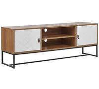 Moderno Mobile Porta TV MDF Colore Legno Chiaro / Bianco con 2 Ante Nueva
