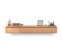 Moderno mobile TV galleggiante, console multimediale a parete con 2 cassetti, mobile TV piccolo appartamento, ripiano sospeso per riporre sotto la TV (colore log, 240 cm)