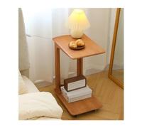 Moderno Mobiletto laterale in legno for divano, tavolino laterale mobile a forma di C, tavolino da caffè mini con ruote, tavolino da tè angolare quadrato a forma di U for piccolo soggiorno Decorativo