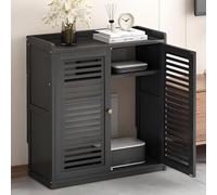 Moderno nero Audio Video Media Stand Cabinet 59x25x67cm Elegante AV Storage Rack per Gaming & Stereo Apparecchiature Media Cabinet Legno per Home Entertainment.