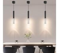 Moderno Nero Cilindrico Lampadario, Faretti A Led Cob Per Soffitto Con Tre Temperature Di Colore (3000k/4500k/6000k), Lampada A Sospensione Per Isola Adatta Per Ristoranti E Bar-3Pack