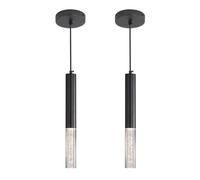 Moderno Nero Cilindrico Lampadario, Faretti A Led Cob Per Soffitto Con Tre Temperature Di Colore (3000k/4500k/6000k), Lampada A Sospensione Per Isola Adatta Per Ristoranti E Bar-2Pack